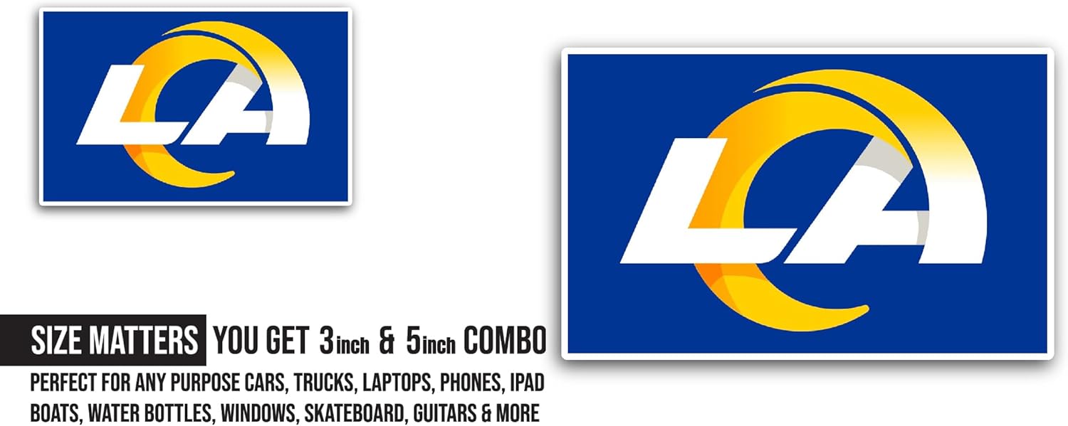 2 (Pieces) 3" and 5" L0s Angeles Rams Decal Sticker, Waterproof Vinyl Decals for Many Purpose Like Cars, Trucks, Laptops, Phones, Windows and More