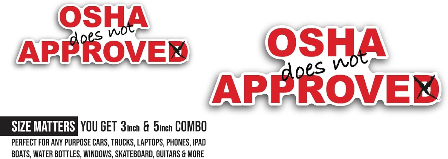 2 (Pieces) 3" and 5" OSHA Sticker, Waterproof Vinyl Decals for Many Purpose Like Cars, Trucks, Laptops, Phones, Windows and More