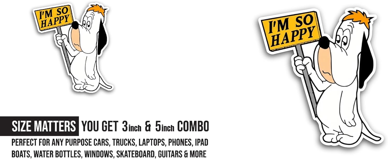 2 (Pieces) 3" and 5" I'm So Happy Sticker, Waterproof Vinyl Decals for Many Purpose Like Cars, Trucks, Laptops, Phones, Windows and More