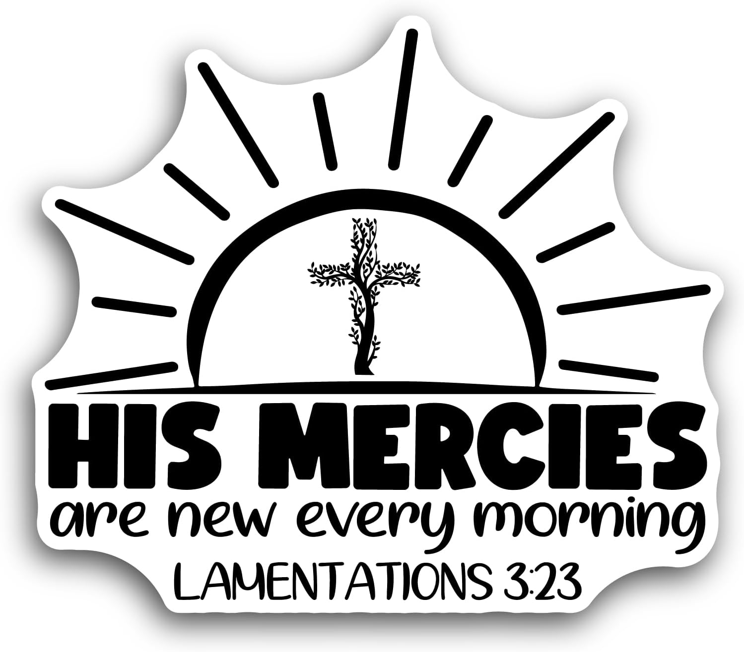2 (Pieces) 3" and 5" His Mercies Text Sticker, Waterproof Vinyl Decals for Many Purpose Like Cars, Trucks, Laptops, Phones, Windows and More
