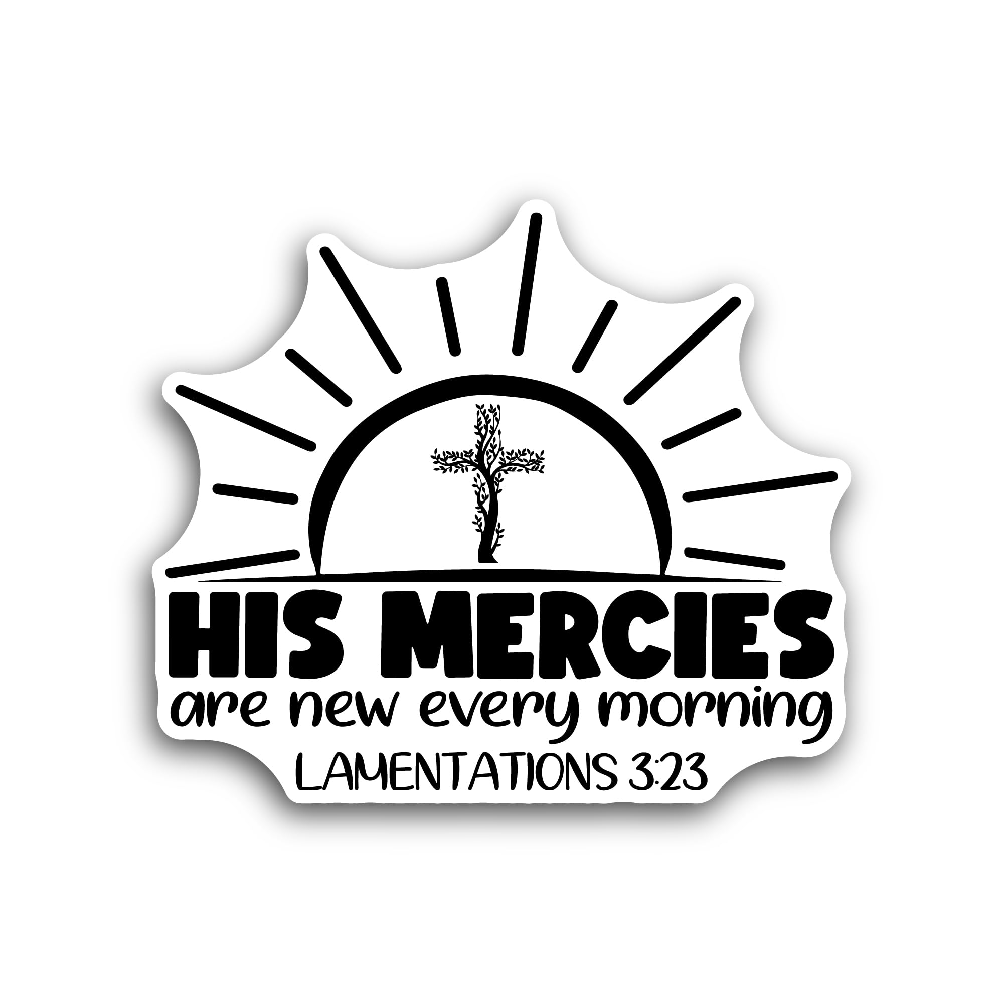 2 (Pieces) 3" and 5" His Mercies Text Sticker, Waterproof Vinyl Decals for Many Purpose Like Cars, T