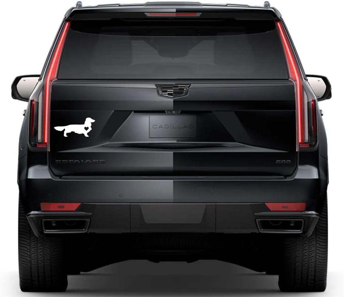 Longhaired Dachshund Window Vinyl Decal Sticker 6" (White), Waterproof Vinyl Decals for Many Purpose Like Cars, Trucks, Laptops, Phones, Windows and More