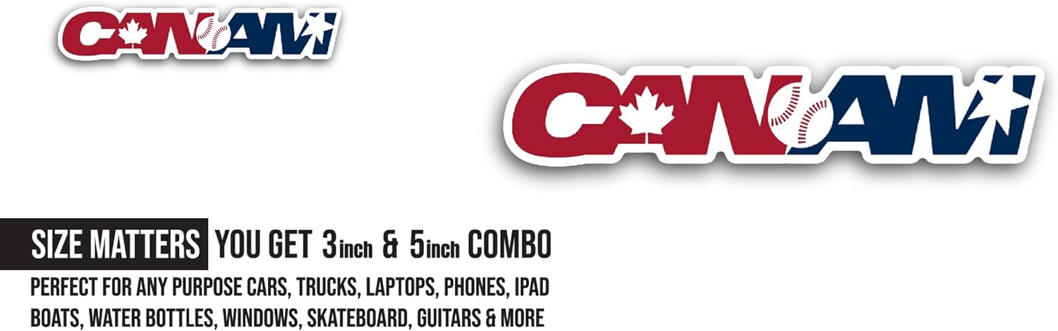 2 (Pieces) 3" and 5" Canadian American Ass0ciation Sticker, Waterproof Vinyl Decals for Many Purpose Like Cars, Trucks, Laptops, Phones, Windows and More