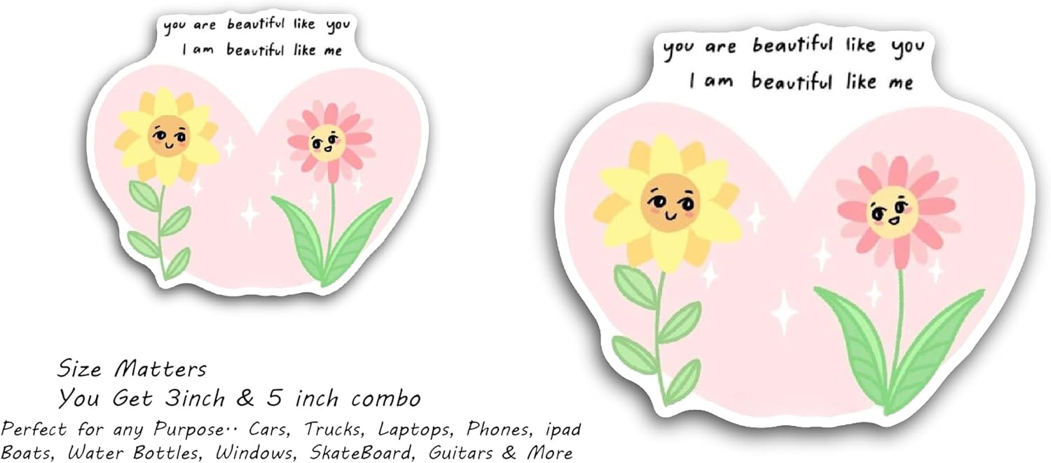 2 (Pieces) 3" and 5" You are Beautiful Like You Text Sticker, Waterproof Vinyl Decals for Many Purpose Like Cars, Trucks, Laptops, Phones, Windows and More