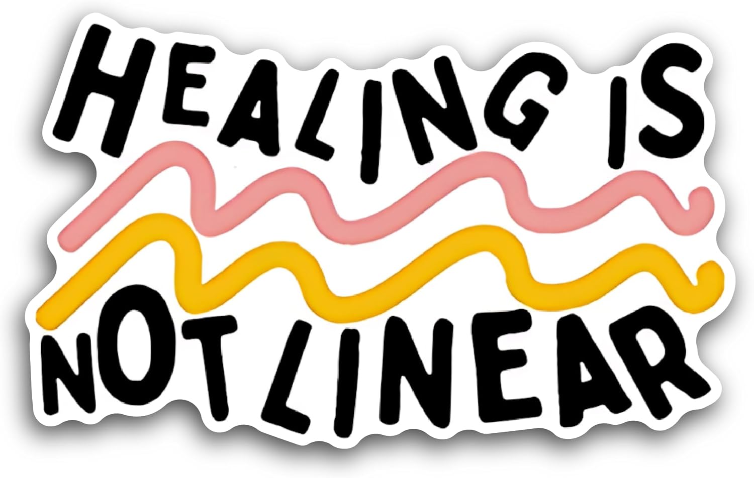 2 (Pieces) 3" and 5" Healing is Not Linear Text Sticker, Waterproof Vinyl Decals for Many Purpose Like Cars, Trucks, Laptops, Phones, Windows and More