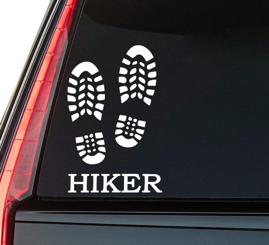 Hiker Window Vinyl Decal Sticker 6" (White), Waterproof Vinyl Decals for Many Purpose Like Cars, Trucks, Laptops, Phones, Windows and More