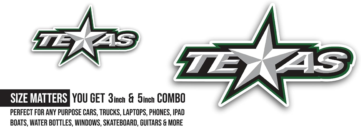2 (Pieces) 3" and 5" Texas Logo Sticker, Waterproof Vinyl Decals for Many Purpose Like Cars, Trucks, Laptops, Phones, Windows and More