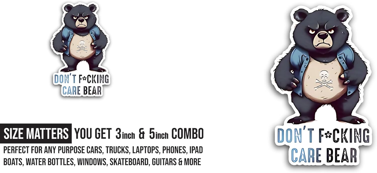 2 (Pieces) 3" and 5" Care Bear Sticker, Waterproof Vinyl Decals for Many Purpose Like Cars, Trucks, Laptops, Phones, Windows and More