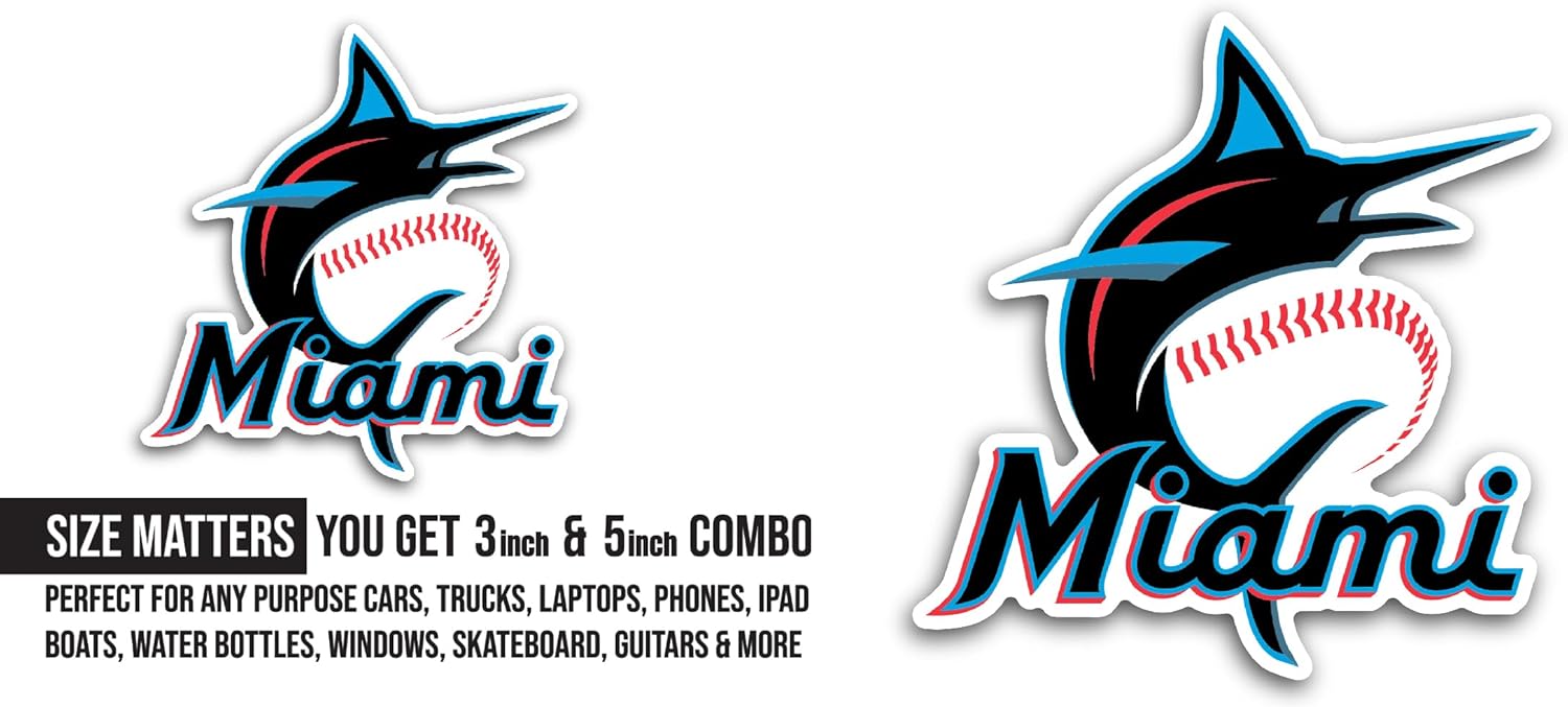 2 (Pieces) 3" and 5" M1ami Sports Sticker, Waterproof Vinyl Decals for Many Purpose Like Cars, Trucks, Laptops, Phones, Windows and More