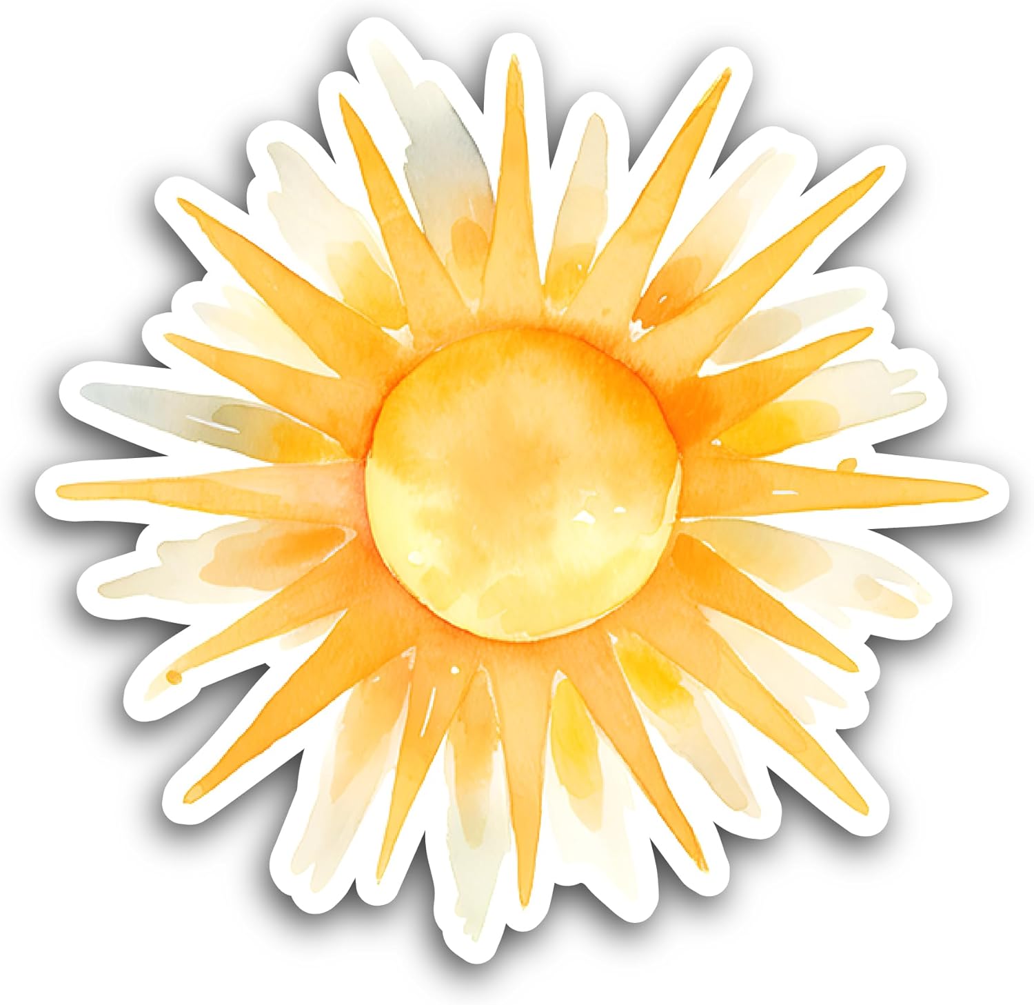 2 (Pieces) 3" and 5" Bright Yellow Sun Sticker, Waterproof Vinyl Decals for Many Purpose Like Cars, Trucks, Laptops, Phones, Windows and More