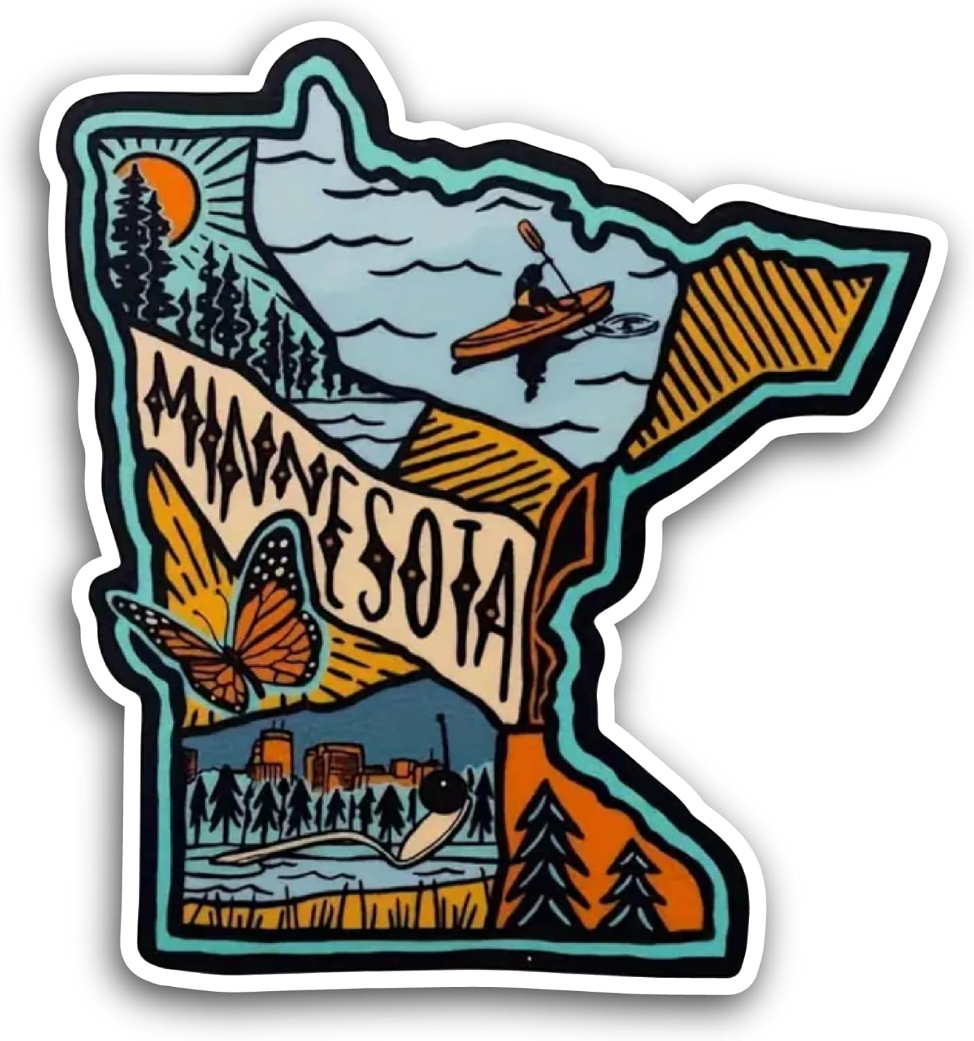 2 (Pieces) 3" and 5" Minnesota Sticker, Waterproof Vinyl Decals for Many Purpose Like Cars, Trucks, Laptops, Phones, Windows and More