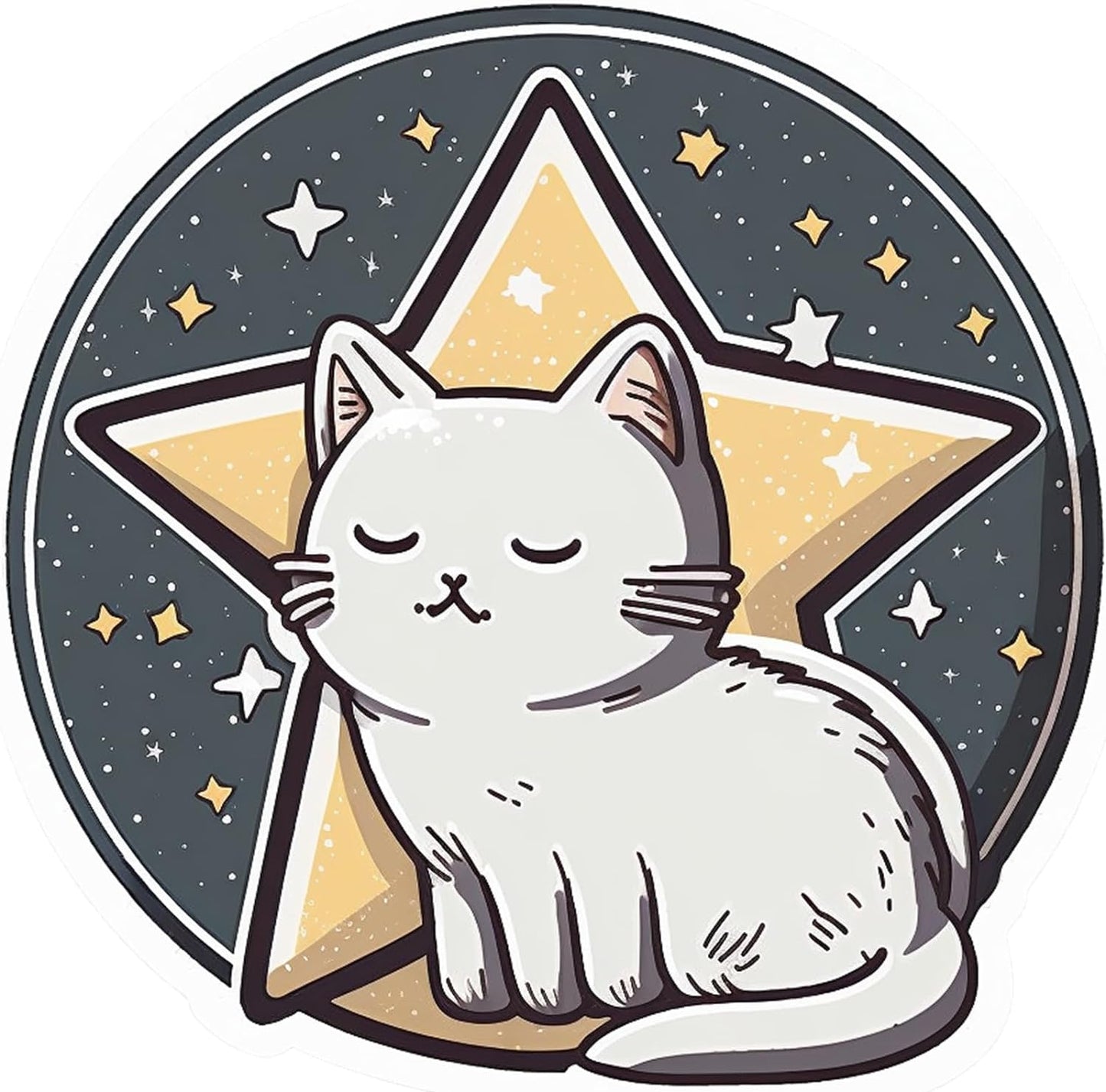 Inspirational Quote "A cat in The Star Circle" Motivational Sticker Vinyl Decal Motivation Stickers- 5" Vinyl Sticker Waterproof