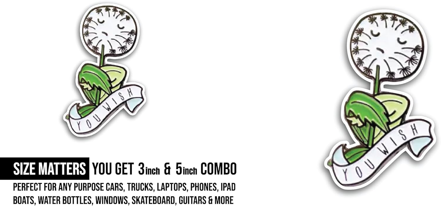 2 (Pieces) 3" and 5" You Wish Sticker, Waterproof Vinyl Decals for Many Purpose Like Cars, Trucks, Laptops, Phones, Windows and More