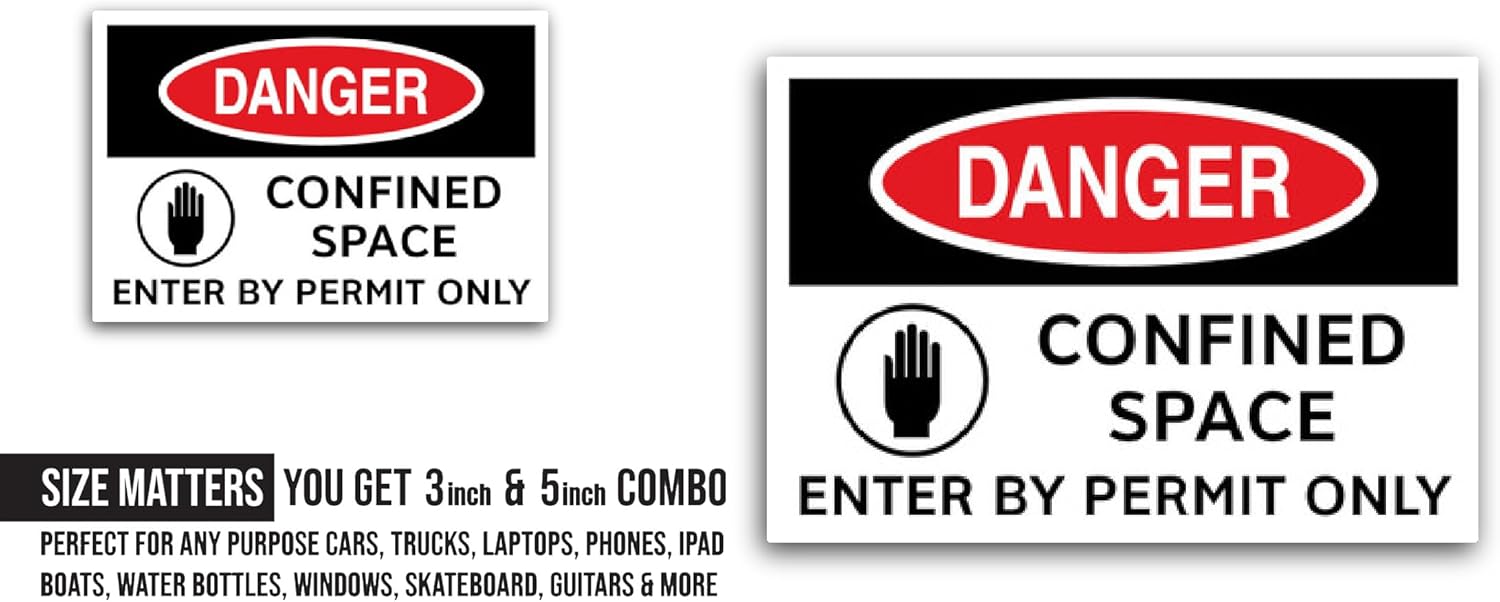 2 (Pieces) 3" and 5" Restricted Area Sign Sticker, Waterproof Vinyl Decals for Many Purpose Like Cars, Trucks, Laptops, Phones, Windows and More