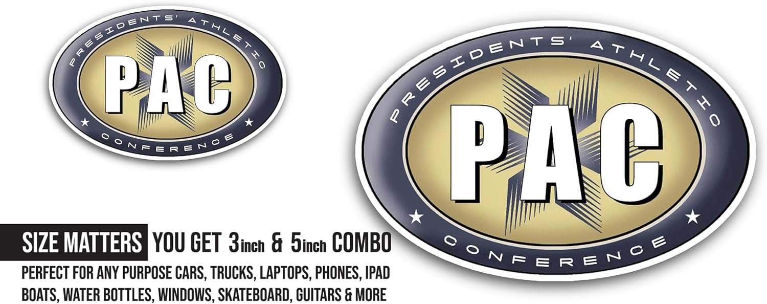 2 (Pieces) 3" and 5" Presidents Athletic C0nference Sticker, Waterproof Vinyl Decals for Many Purpose Like Cars, Trucks, Laptops, Phones, Windows and More
