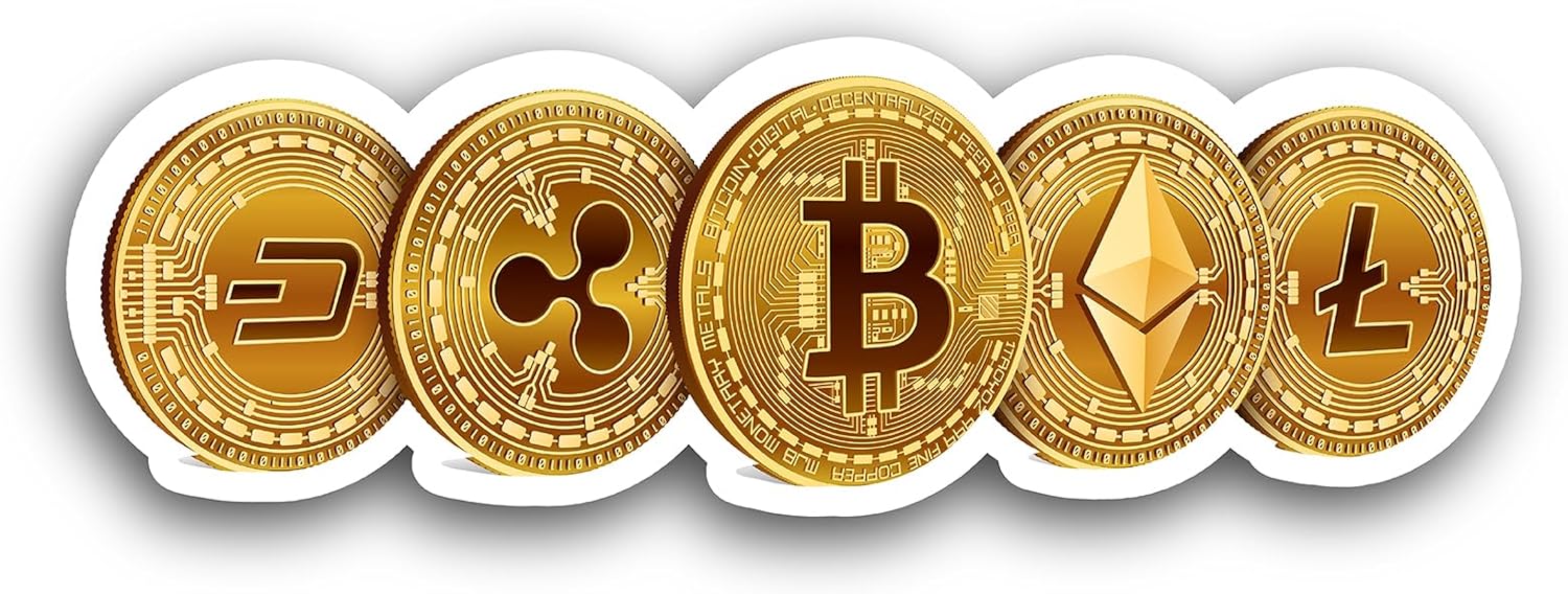 2 (Pieces) 3" and 5" Bitcoin Decal Sticker, Waterproof Vinyl Decals for Many Purpose Like Cars, Trucks, Laptops, Phones, Windows and More