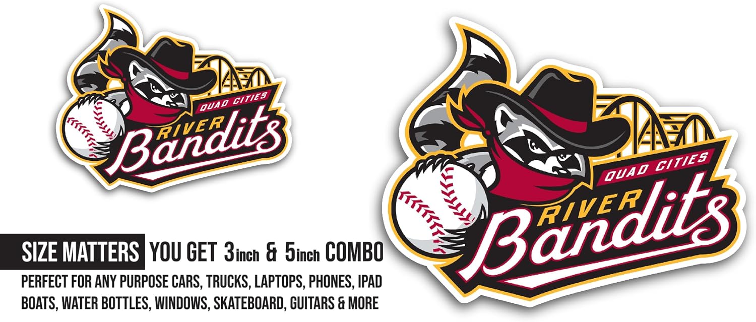 2 (Pieces) 3" and 5" Quad C1t1es Baseball Logo Decal Sticker, Waterproof Vinyl Decals for Many Purpose Like Cars, Trucks, Laptops, Phones, Windows and More