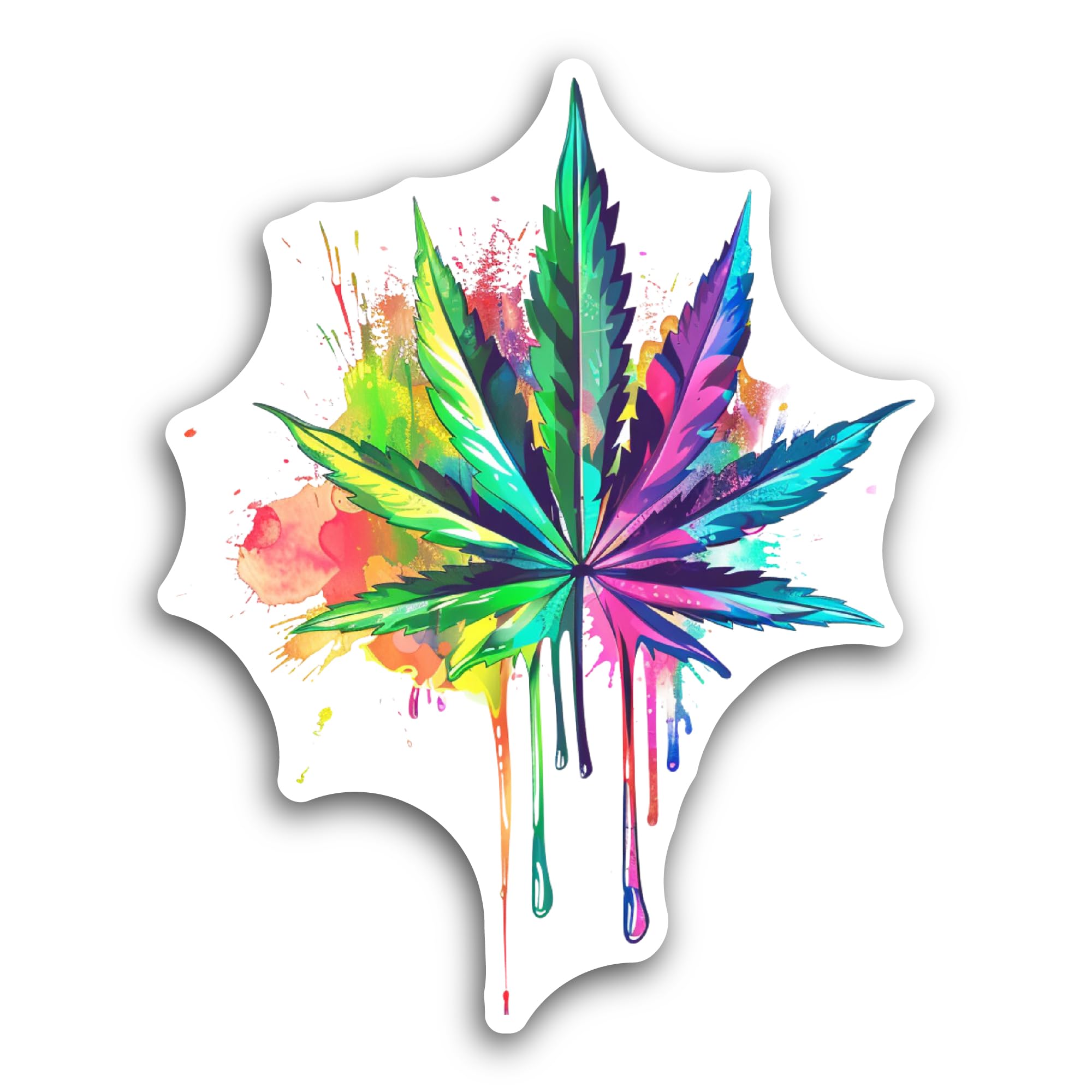 2 (Pieces) 3" and 5" Colorful Cannabis Leaf Sticker, Waterproof Vinyl Decals for Many Purpose Like C