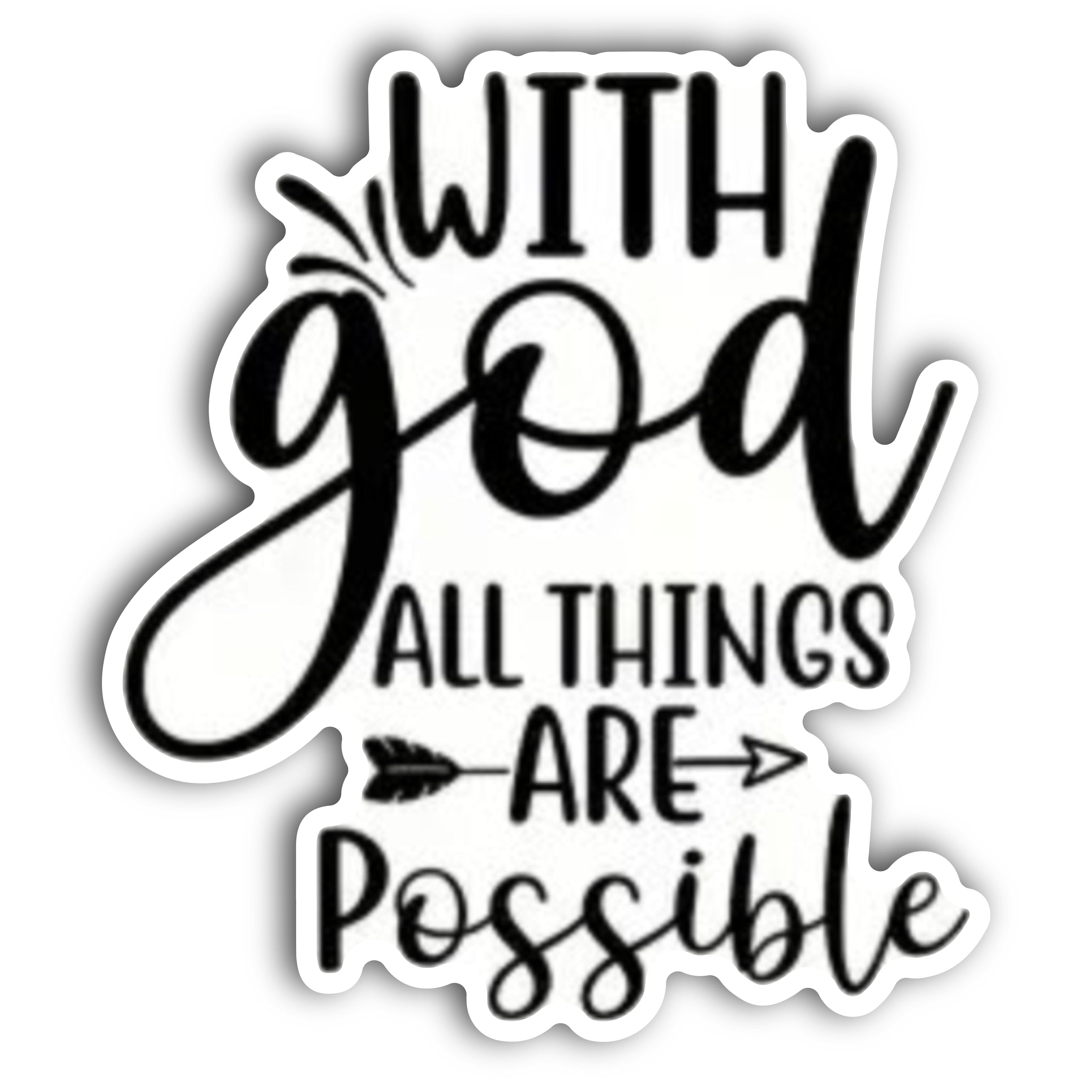 2 (Pieces) 3" and 5" with god All Things are Possible Message Decal Sticker, Waterproof Vinyl Decals