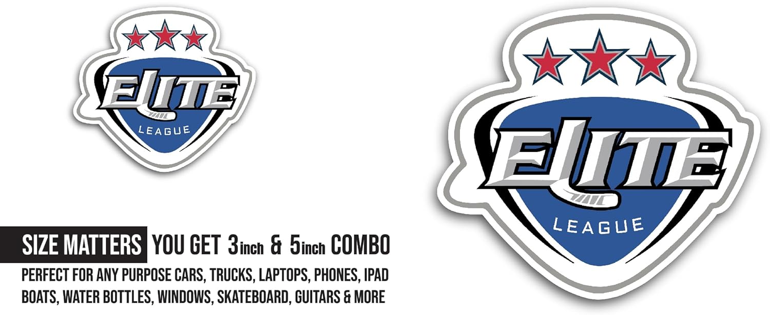 2 (Pieces) 3" and 5" Elite Ice H0ckey League Sticker, Waterproof Vinyl Decals for Many Purpose Like Cars, Trucks, Laptops, Phones, Windows and More
