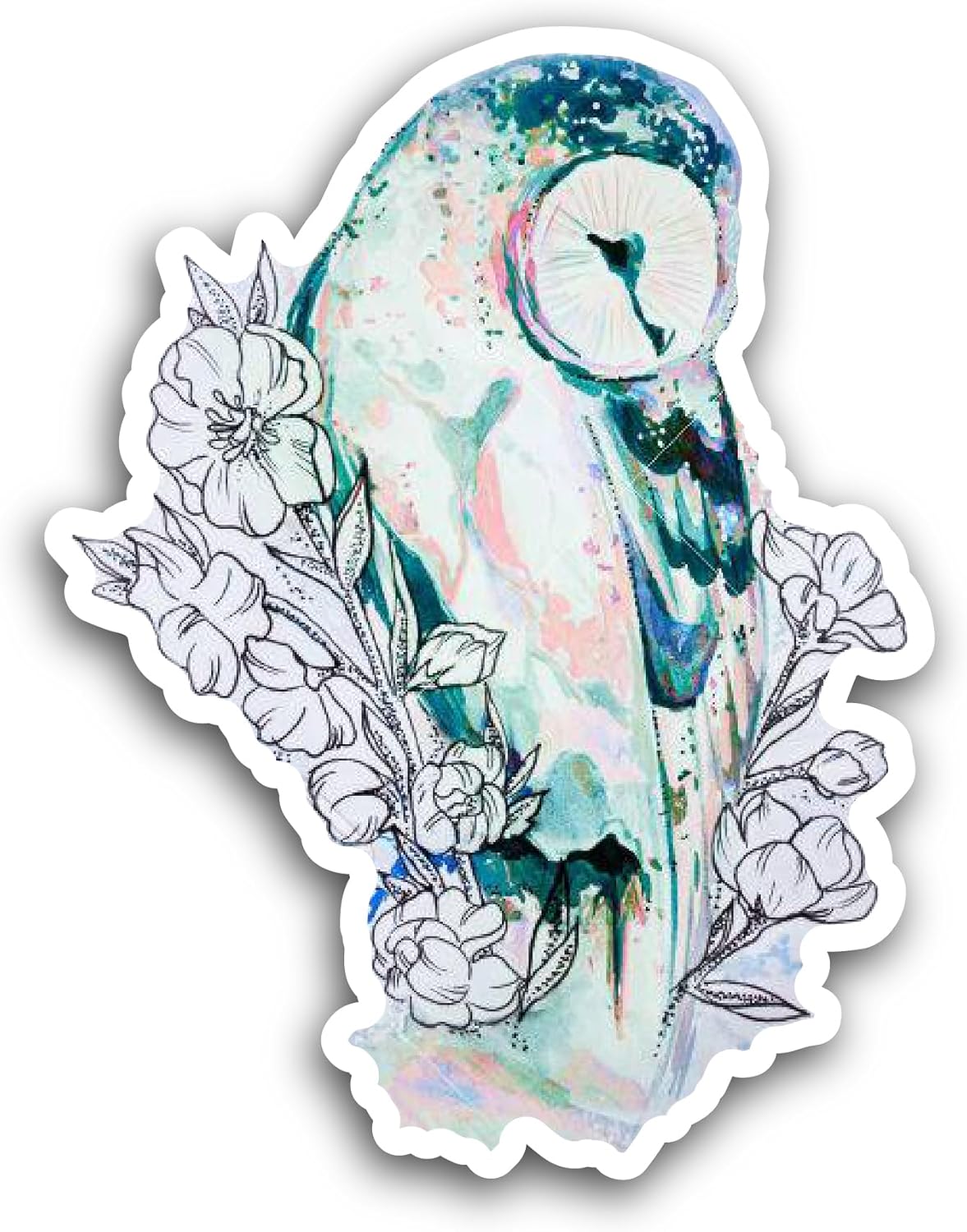 2 (Pieces) 3" and 5" Barn Owl Sketch Sticker, Waterproof Vinyl Decals for Many Purpose Like Cars, Trucks, Laptops, Phones, Windows and More