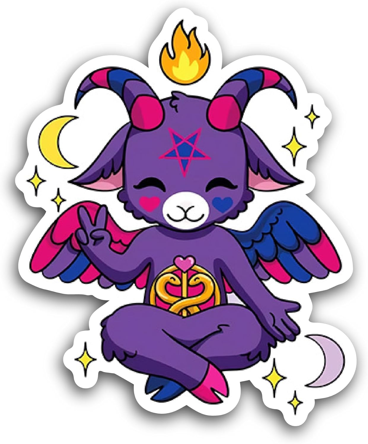 2 (Pieces) 3" and 5" Baphomet Sticker, Waterproof Vinyl Decals for Many Purpose Like Cars, Trucks, Laptops, Phones, Windows and More