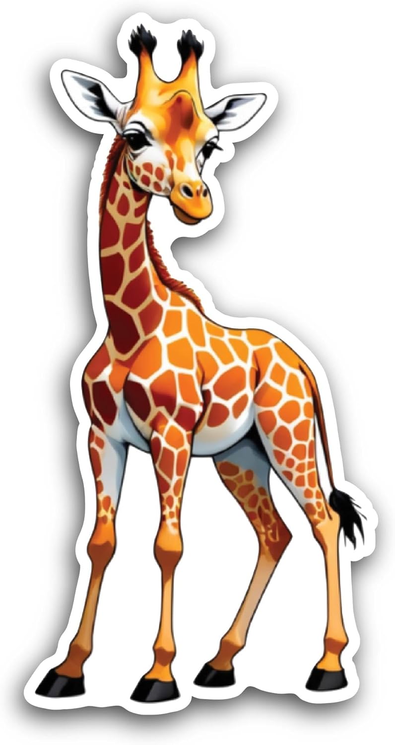 2 (Pieces) 3" and 5" Cartoon Giraffe Sticker, Waterproof Vinyl Decals for Many Purpose Like Cars, Trucks, Laptops, Phones, Windows and More