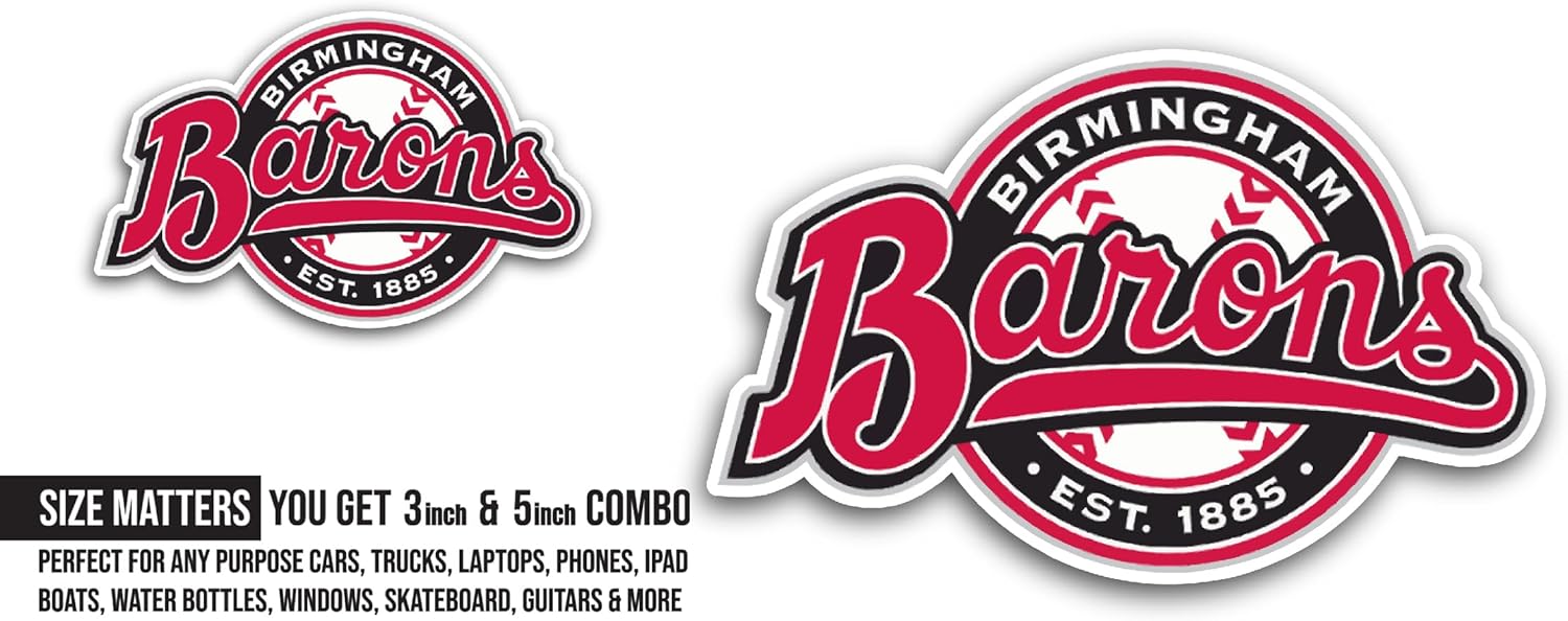 2 (Pieces) 3" and 5" Birmingham Bar0ns Sticker, Waterproof Vinyl Decals for Many Purpose Like Cars, Trucks, Laptops, Phones, Windows and More