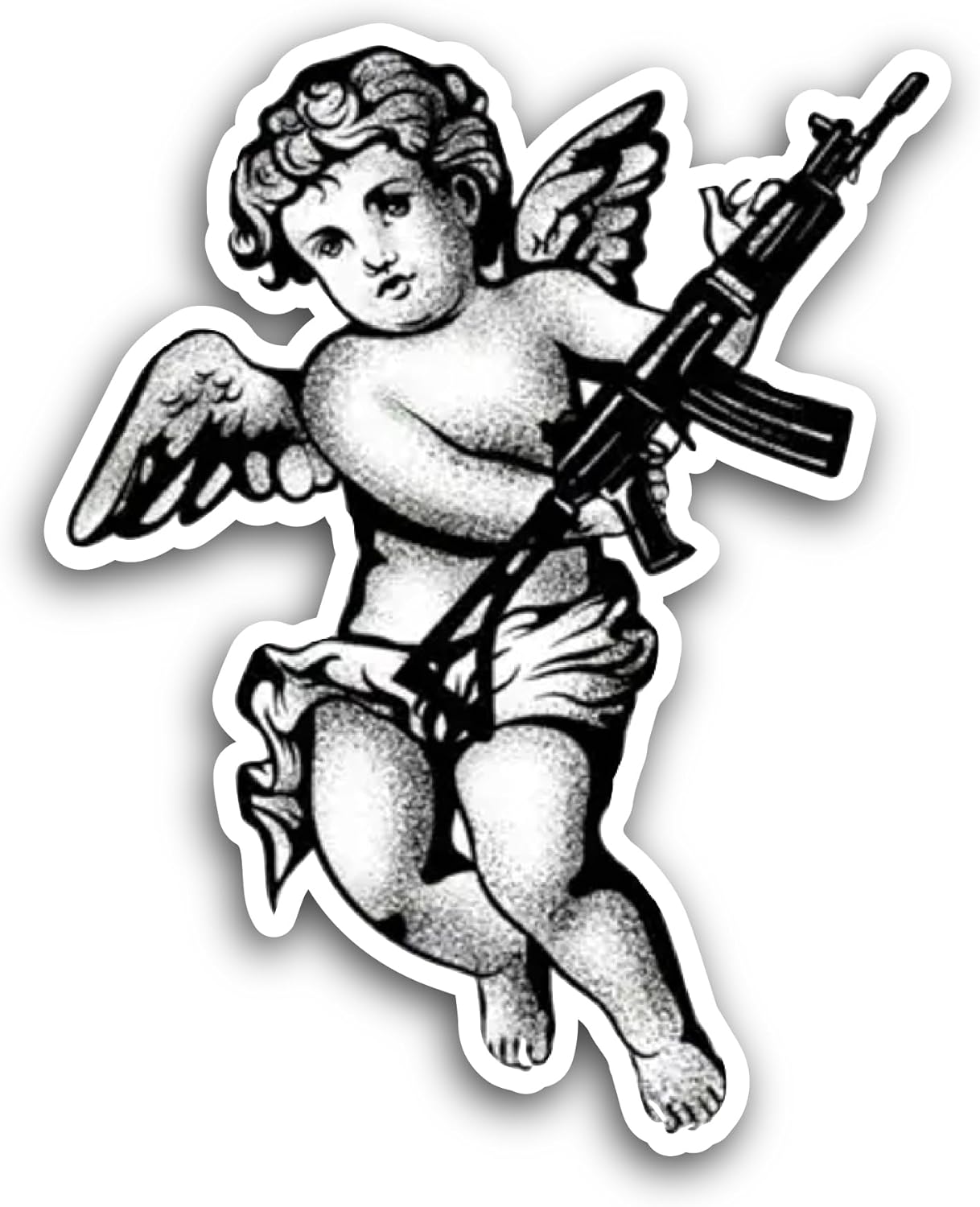2 (Pieces) 3" and 5" Angel Sticker, Waterproof Vinyl Decals for Many Purpose Like Cars, Trucks, Laptops, Phones, Windows and More