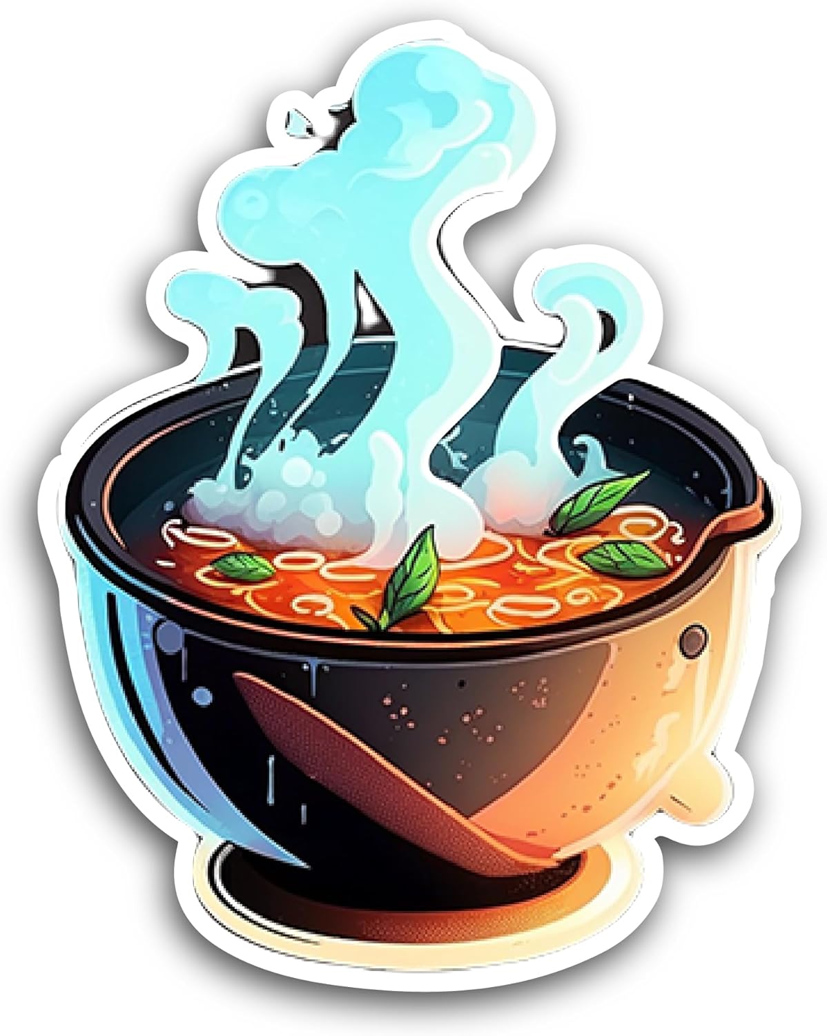 2 (Pieces) 3" and 5" Noodle Soup Sticker, Waterproof Vinyl Decals for Many Purpose Like Cars, Trucks, Laptops, Phones, Windows and More