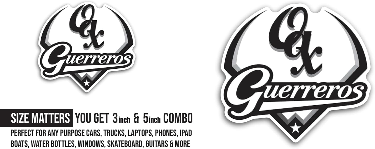 2 (Pieces) 3" and 5" Guerrer0s Baseball Logo Decal Sticker, Waterproof Vinyl Decals for Many Purpose Like Cars, Trucks, Laptops, Phones, Windows and More