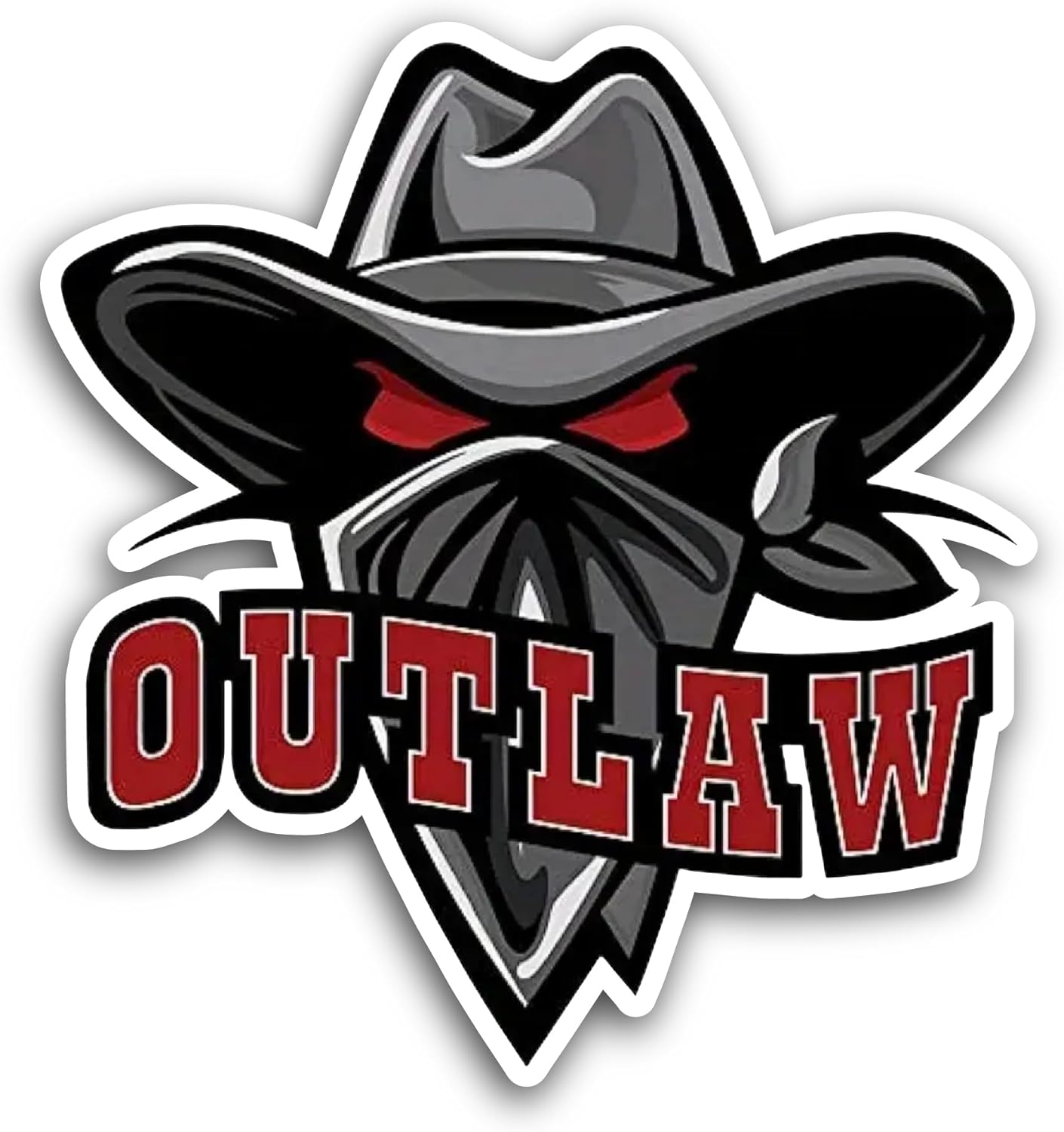 2 (Pieces) 3" and 5" Outlaw Sticker, Waterproof Vinyl Decals for Many Purpose Like Cars, Trucks, Laptops, Phones, Windows and More