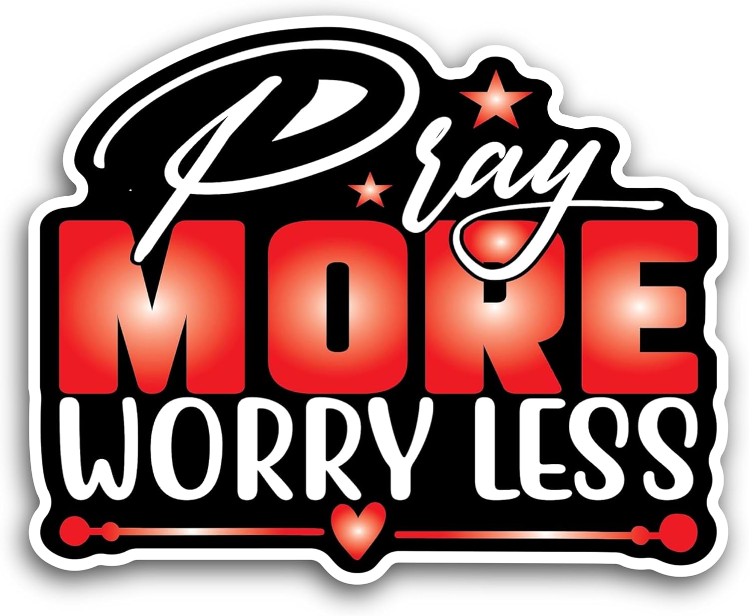 2 (Pieces) 3" and 5" Pray More Worry Less Decal Sticker,Waterproof Vinyl Decals for Many Purpose Like Cars, Trucks, Laptops, Phones, Windows and More