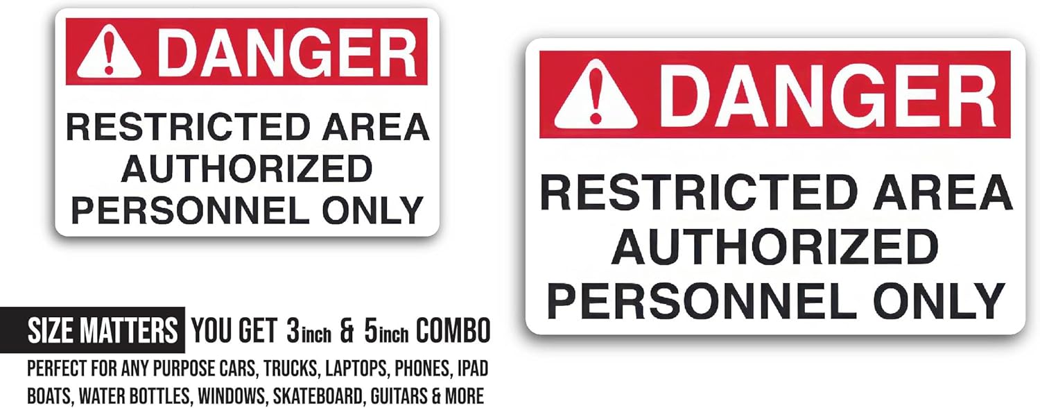 2 (Pieces) 3" and 5" Authorised Personnel Only Decal Sticker, Waterproof Vinyl Decals for Many Purpose Like Cars, Trucks, Laptops, Phones, Windows...