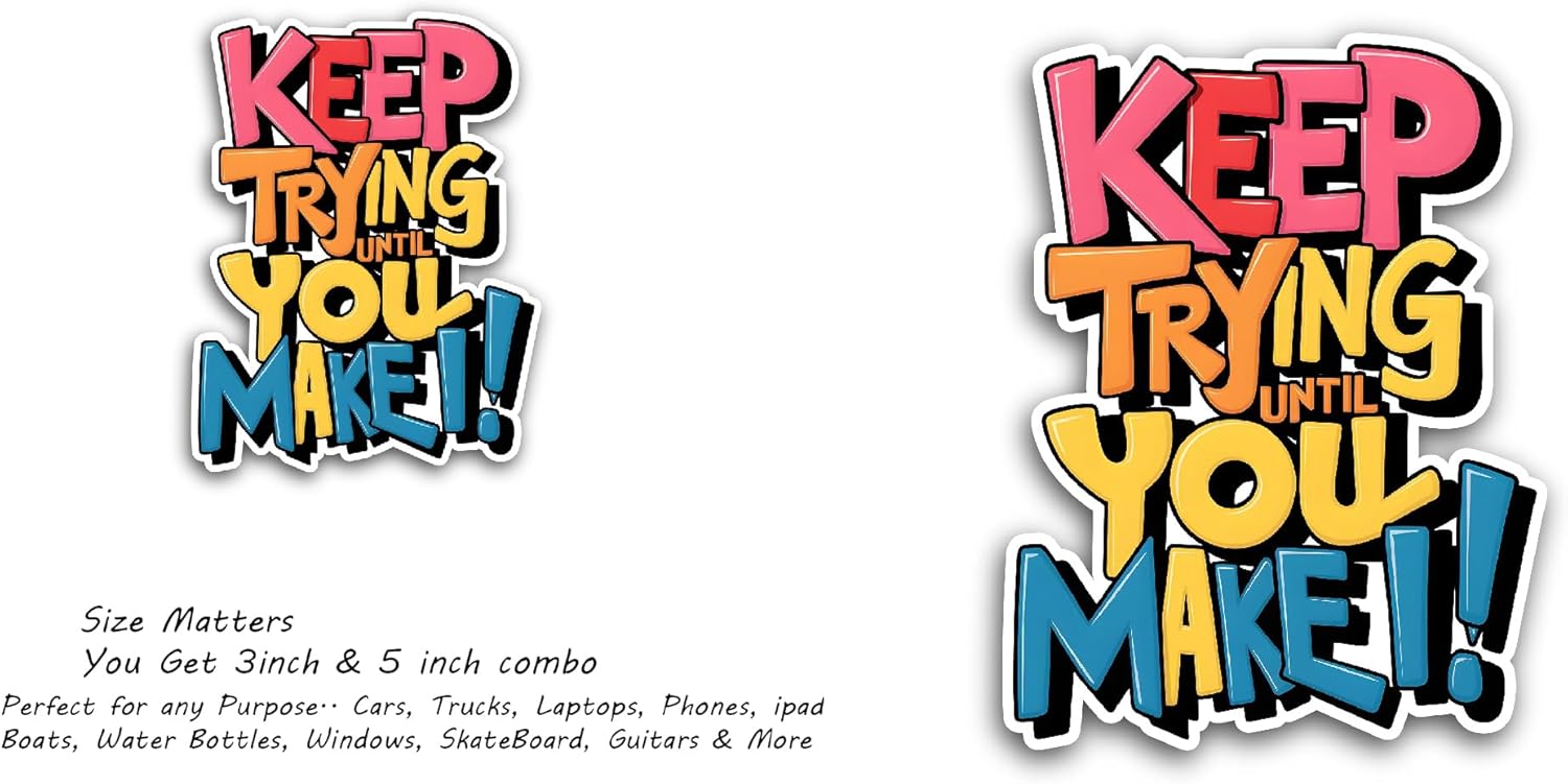 2 (Pieces) 3" and 5" Colorful Text Sticker, Waterproof Vinyl Decals for Many Purpose Like Cars, Trucks, Laptops, Phones, Windows and More