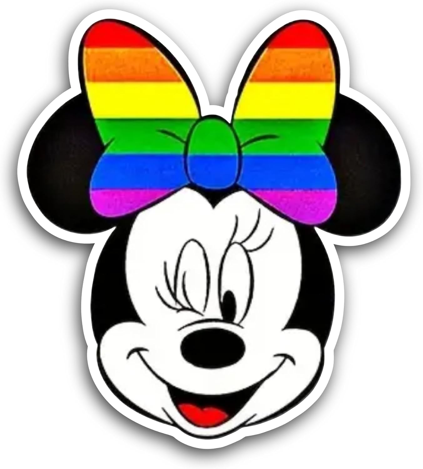 2 (Pieces) 3" and 5" Mouse Wearing Rainbow Bow Sticker, Waterproof Vinyl Decals for Many Purpose Like Cars, Trucks, Laptops, Phones, Windows and More
