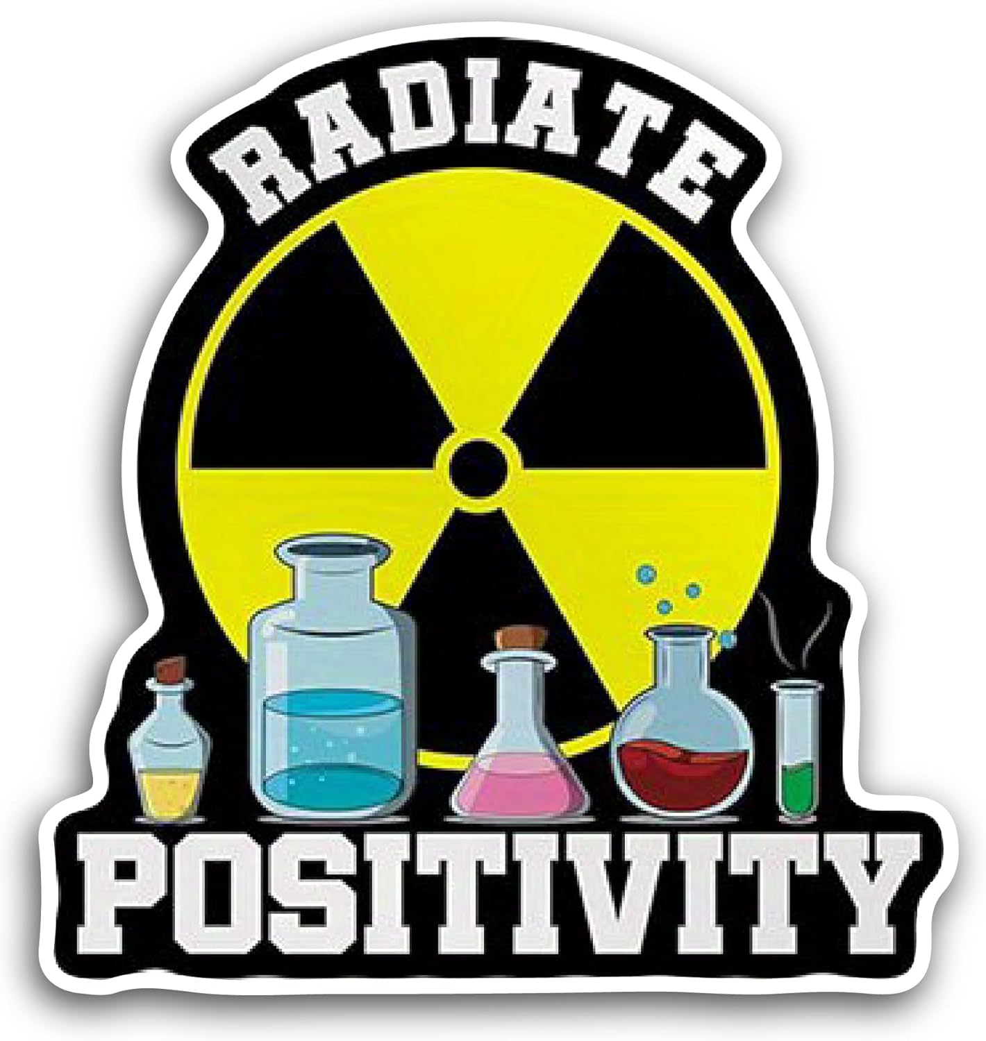 2 (Pieces) 3" and 5" Radiate Positivity Sticker, Waterproof Vinyl Decals for Many Purpose Like Cars, Trucks, Laptops, Phones, Windows and More