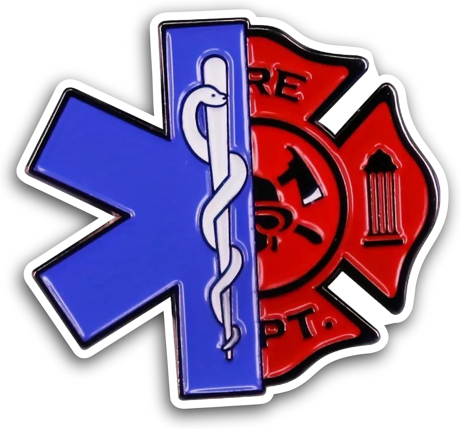 2 (Pieces) 3" and 5" Fire and EMS Emblem Sticker, Waterproof Vinyl Decals for Many Purpose Like Cars, Trucks, Laptops, Phones, Windows and More