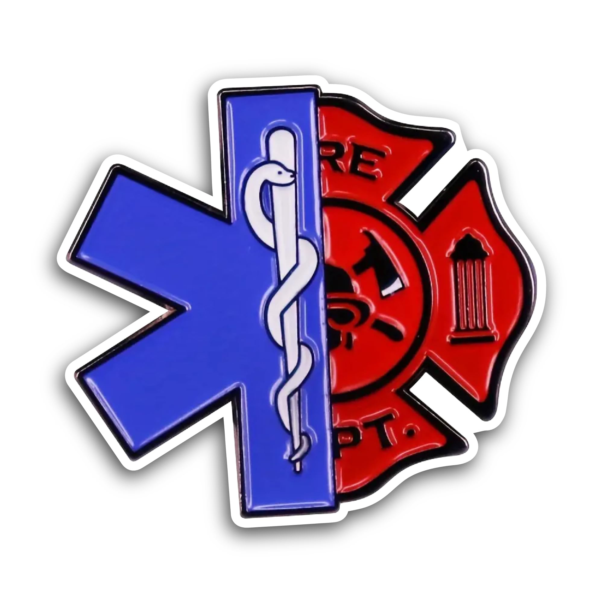 2 (Pieces) 3" and 5" Fire and EMS Emblem Sticker, Waterproof Vinyl Decals for Many Purpose Like Cars