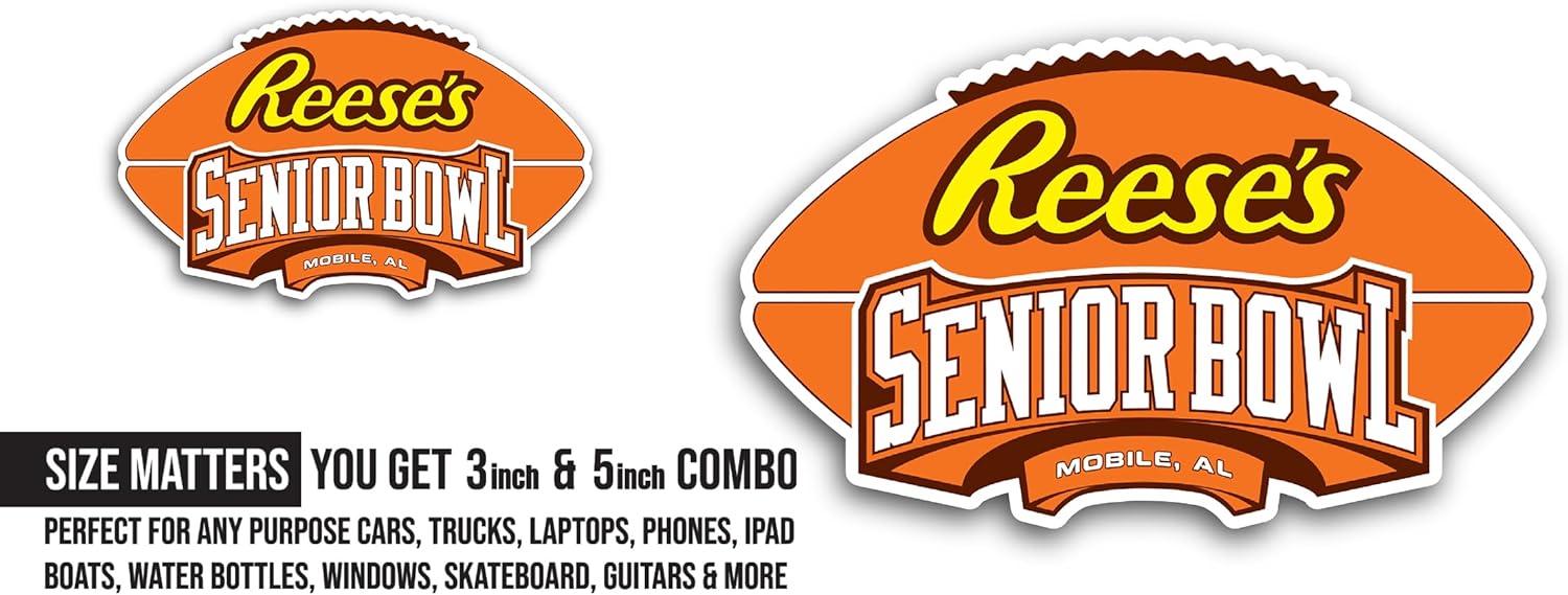 2 (Pieces) 3" and 5" Senior B0wl Sticker, Waterproof Vinyl Decals for Many Purpose Like Cars, Trucks, Laptops, Phones, Windows and More