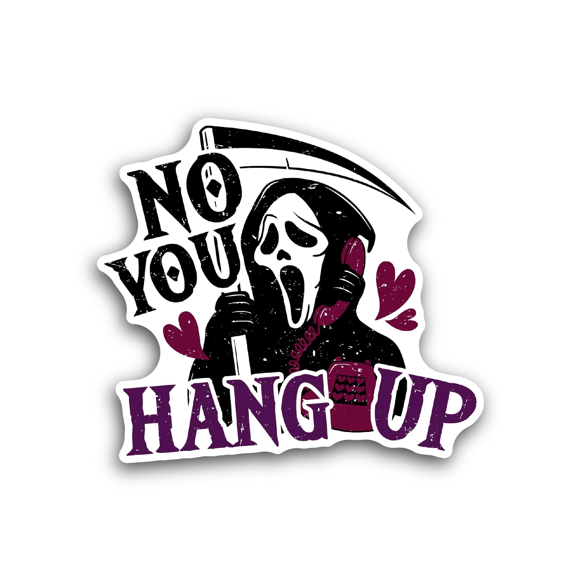 2 (Pieces) 3" and 5" No, You Hang Up Text with Ghost Sticker, Waterproof Vinyl Decals for Many Purpo