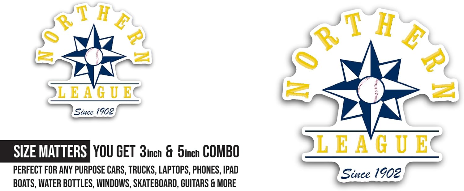 2 (Pieces) 3" and 5" N0rthern League Sticker, Waterproof Vinyl Decals for Many Purpose Like Cars, Trucks, Laptops, Phones, Windows and More