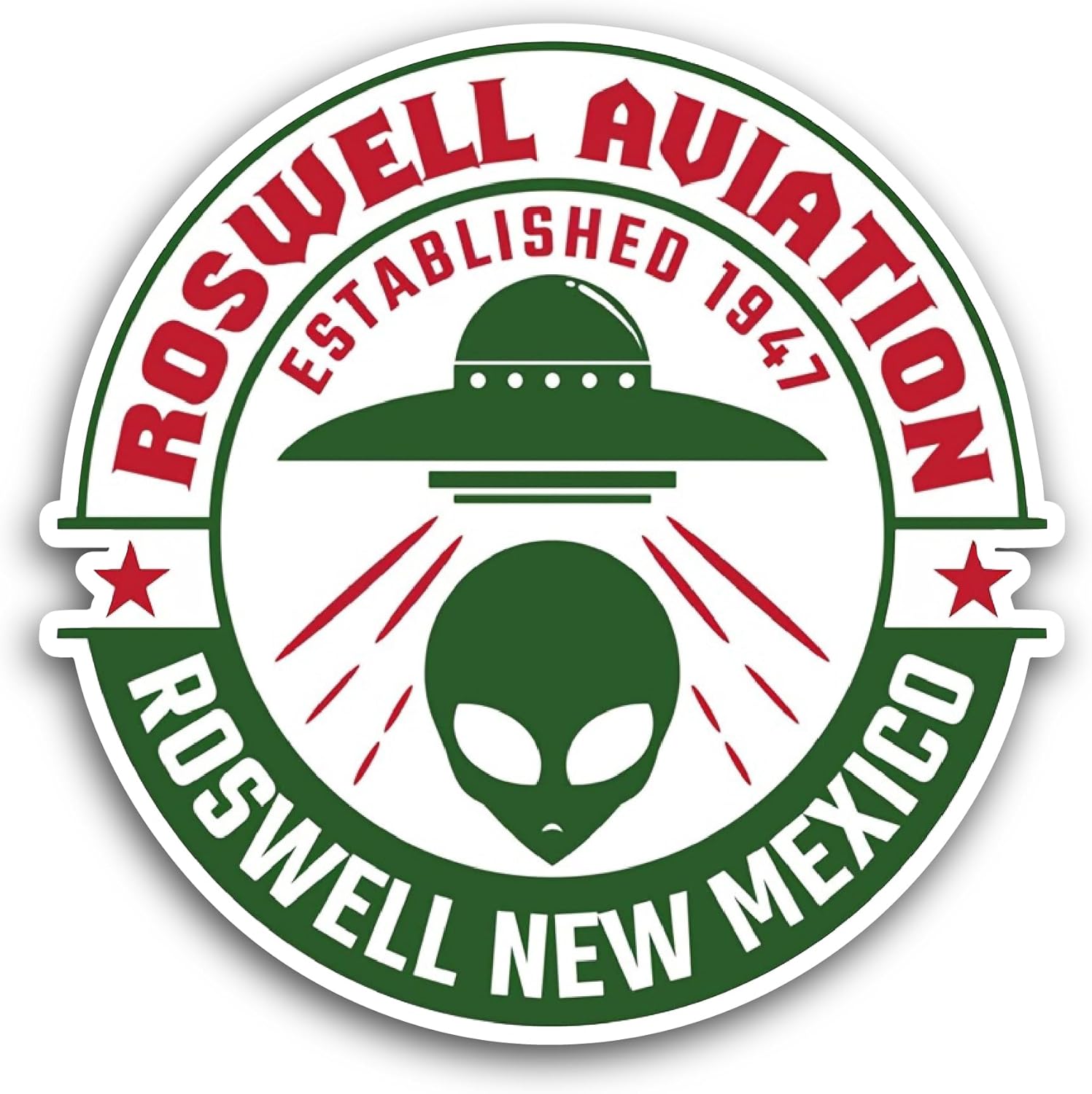 2 (Pieces) 3" and 5" Roswell Aviation Sticker, Waterproof Vinyl Decals for Many Purpose Like Cars, Trucks, Laptops, Phones, Windows and More