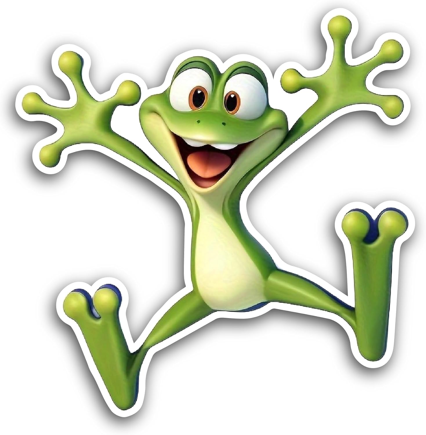 2 (Pieces) 3" and 5" Jumping Frog Sticker, Waterproof Vinyl Decals for Many Purpose Like Cars, Trucks, Laptops, Phones, Windows and More