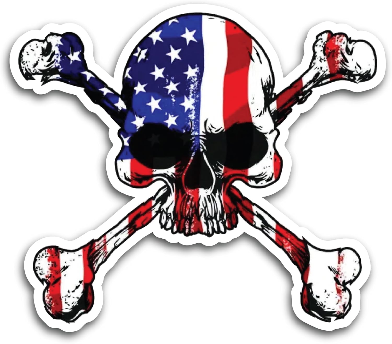 2 (Pieces) 3" and 5" Smiley Face with Skull Danger Sign Waterproof Vinyl Decals for Many Purpose Like Cars, Trucks, Laptops, Phones, Windows and More