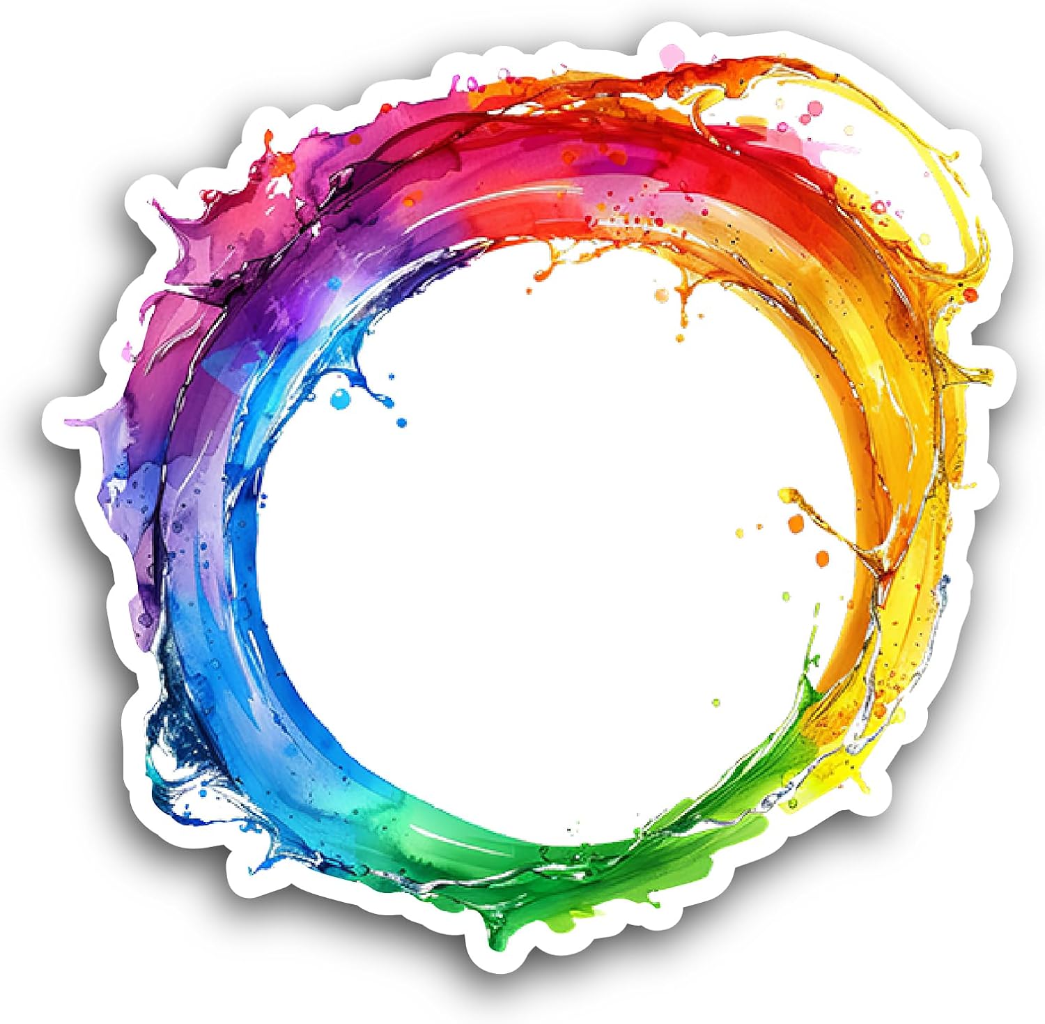 2 (Pieces) 3" and 5" Rainbow Circle Frame Sticker, Waterproof Vinyl Decals for Many Purpose Like Cars, Trucks, Laptops, Phones, Windows and More