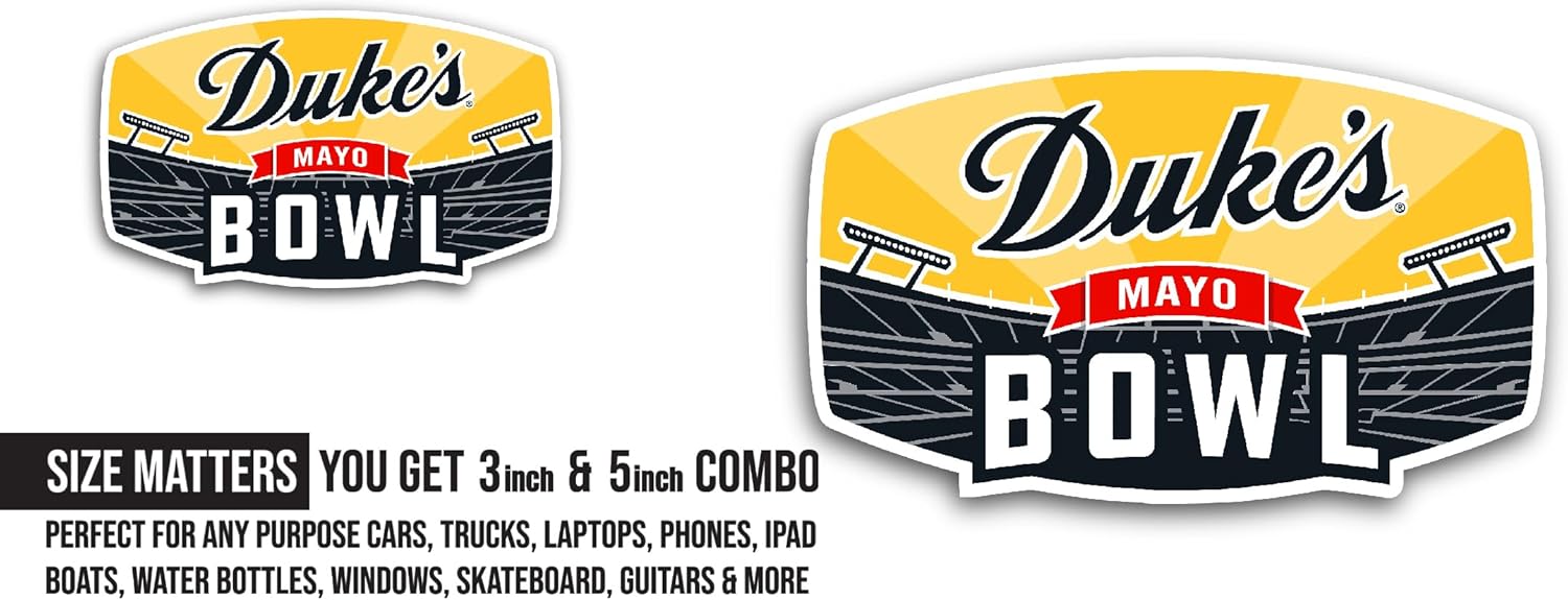 2 (Pieces) 3" and 5" Duke's May0 Bowl Sticker, Waterproof Vinyl Decals for Many Purpose Like Cars, Trucks, Laptops, Phones, Windows and More