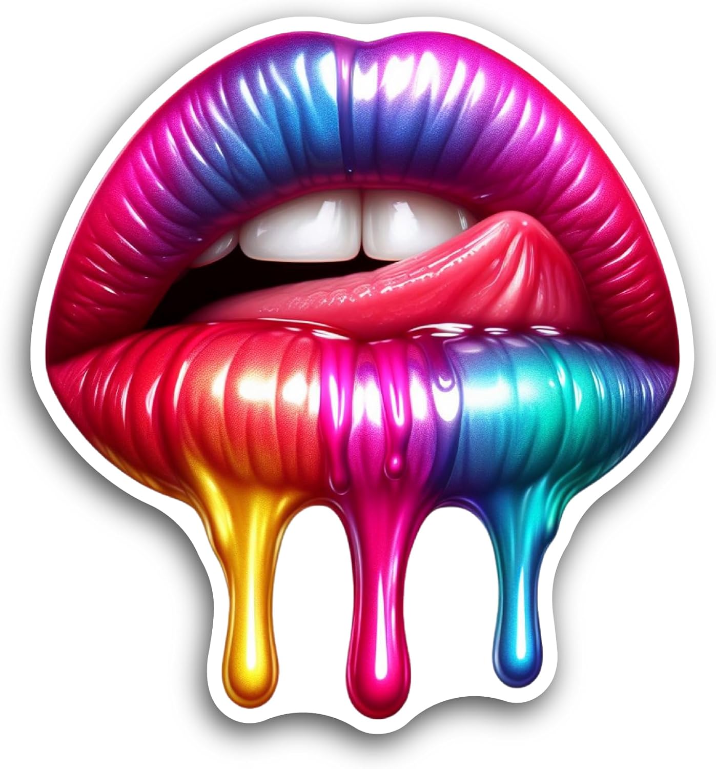 2 (Pieces) 3" and 5" Colorful Lips Sticker, Waterproof Vinyl Decals for Many Purpose Like Cars, Trucks, Laptops, Phones, Windows and More