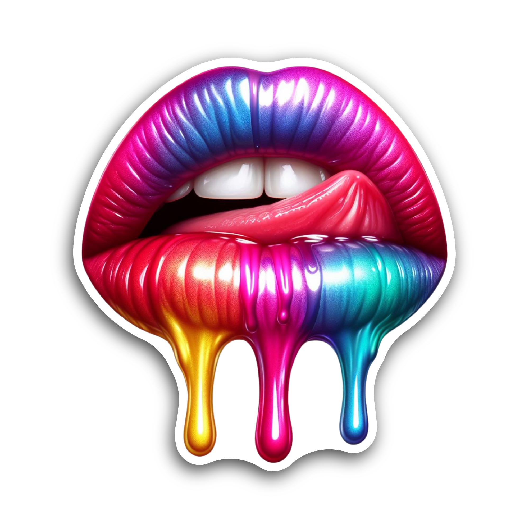 2 (Pieces) 3" and 5" Colorful Lips Sticker, Waterproof Vinyl Decals for Many Purpose Like Cars, Truc