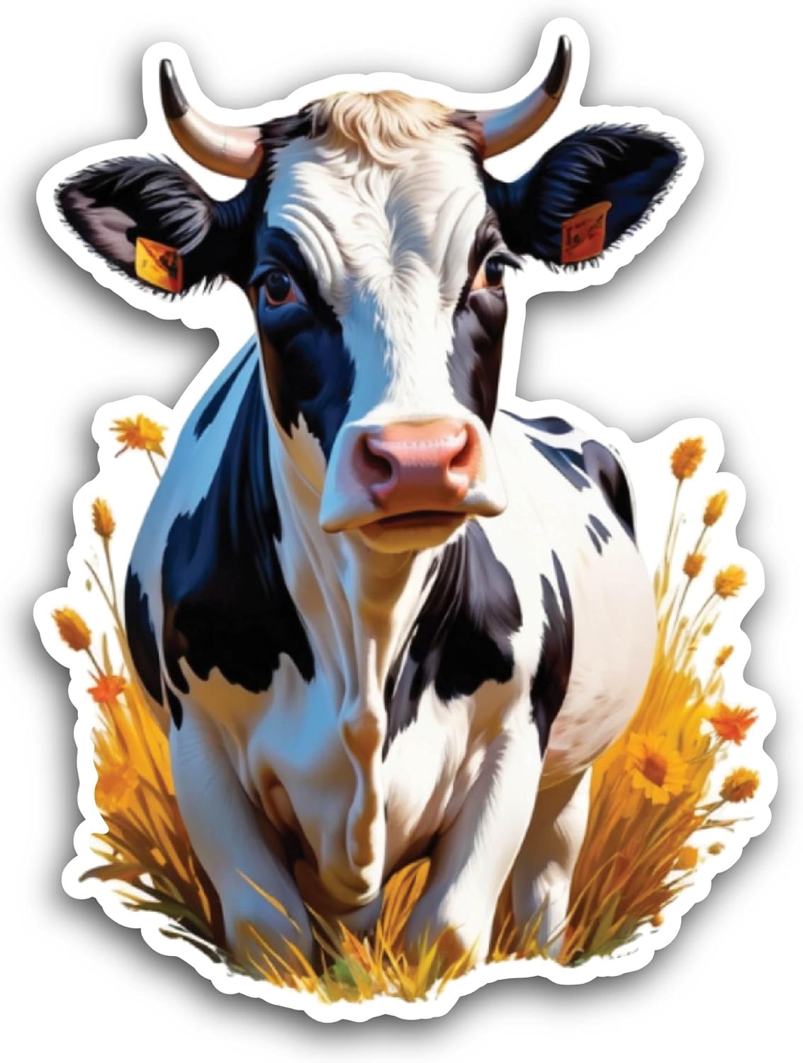 2 (Pieces) 3" and 5" Cow Portrait Sticker, Waterproof Vinyl Decals for Many Purpose Like Cars, Trucks, Laptops, Phones, Windows and More
